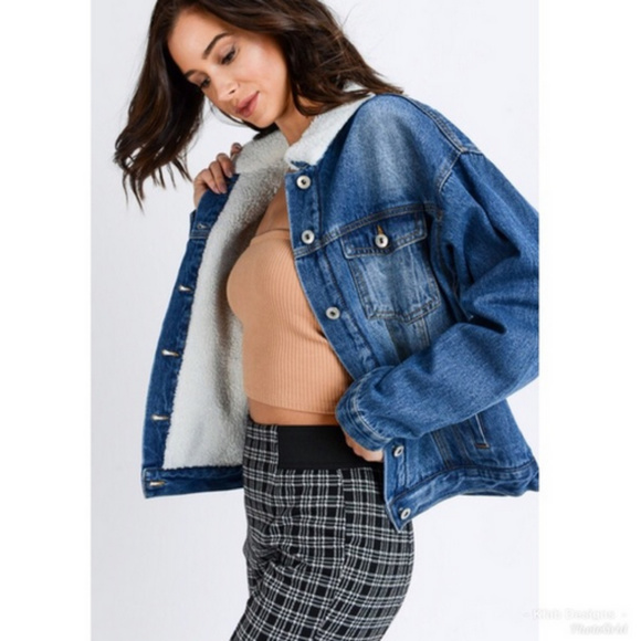 KFab Designs Jackets & Blazers - HOST PICK | Faux Sherpa Lined Denim Jacket